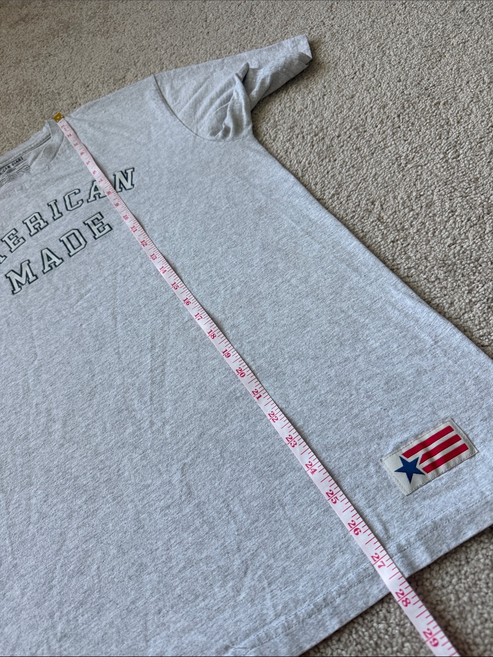 American Giant Patriotic Flag Collection Grey Logo Short Sleeve Cotton Tee - Picture 5 of 6